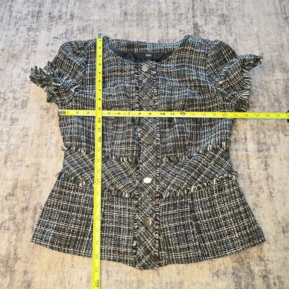 Mossimo Tweed Jacket Womens Small Short Sleeve Button Up Blazer Top Career Work - Picture 5 of 9